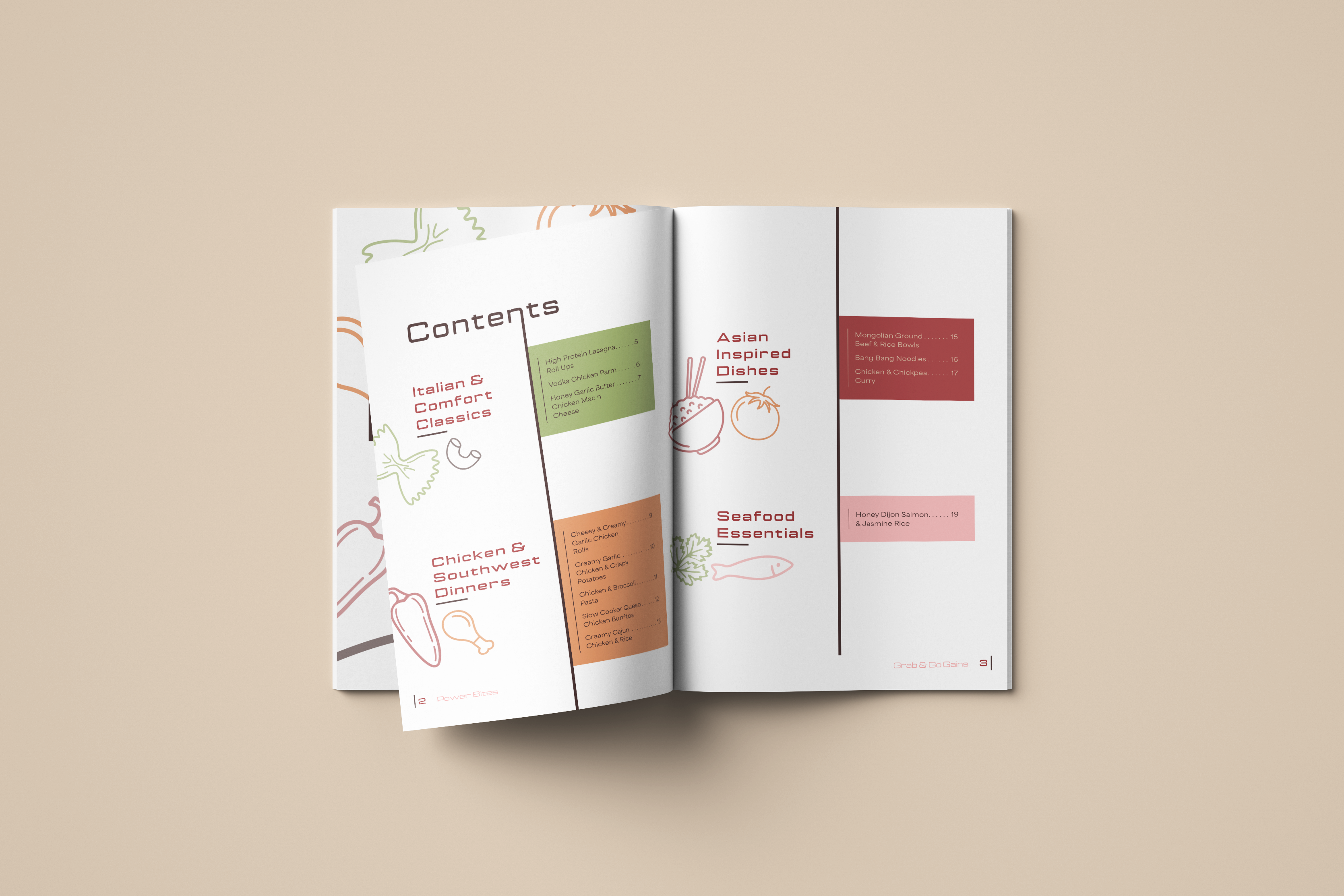 Mockup of a laptop with the menu of the Sugar Shot website and a pink background